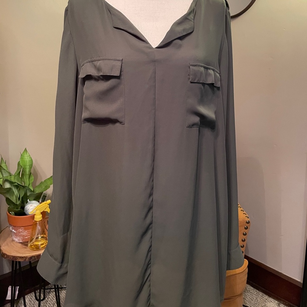 Army green blouse